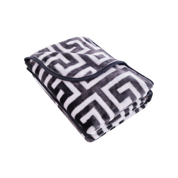 HomeDiscount-Bloomington 800GSM Greek Key Charcoal Winter Premium Quality 1 Ply Mink Blanket