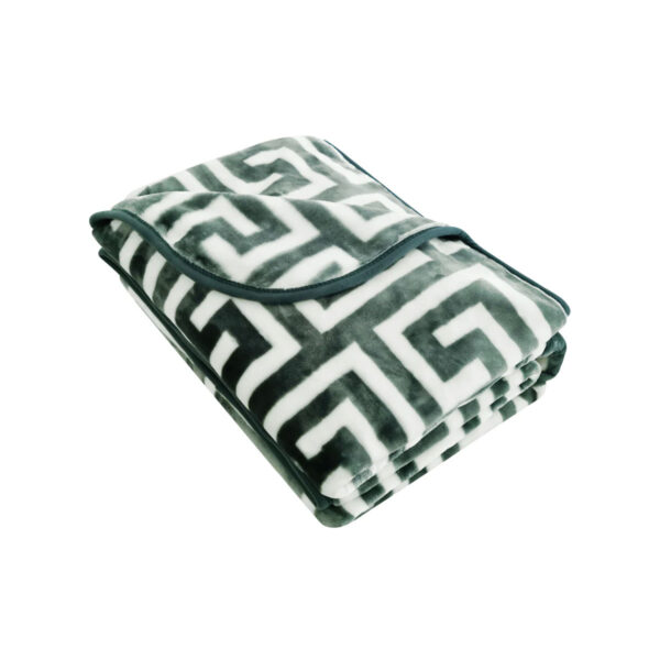 HomeDiscount-Bloomington 800GSM Greek Key Green Winter Premium Quality 1 Ply Mink Blanket Dou