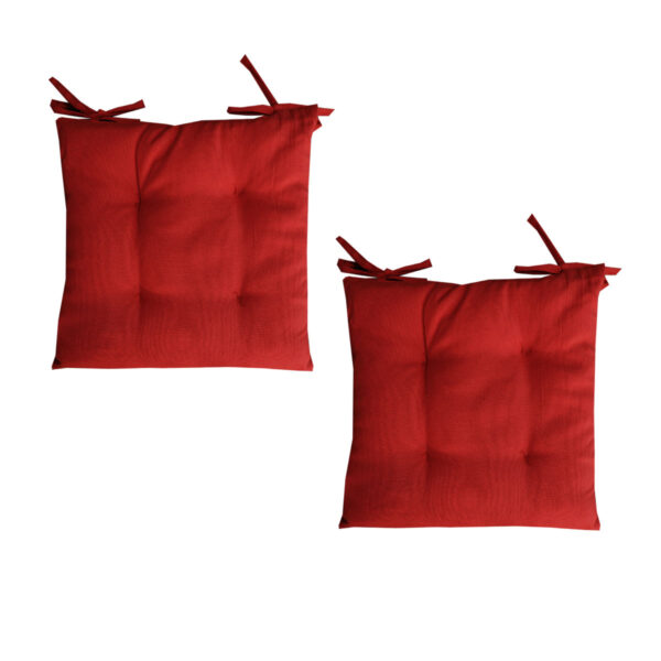 HomeDiscount-Set of 2 Outdoor Polyester Solid Chair Pads 40 x 40cm Red