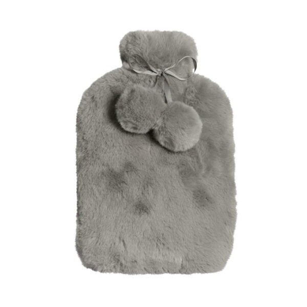 HomeDiscount-J.Elliot Home Amara Hot Water Bottle with Super Plush Faux Fur Cover Grey