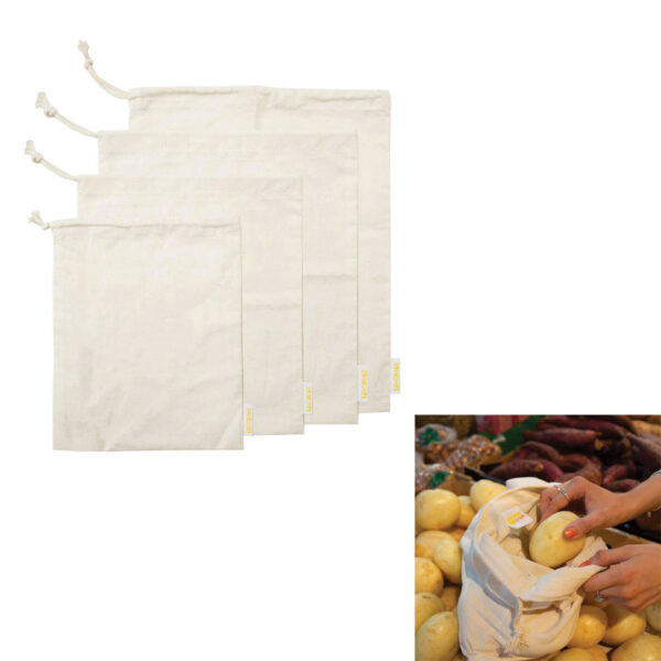 HomeDiscount-J Elliot Home Lemonade Karma Set of 4 Cotton Eco-Friendly Natural Muslin Storage