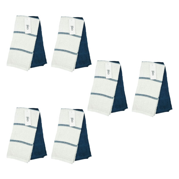 HomeDiscount-Set of 12 Rosa Navy Cotton Rich Terry Tea Towels