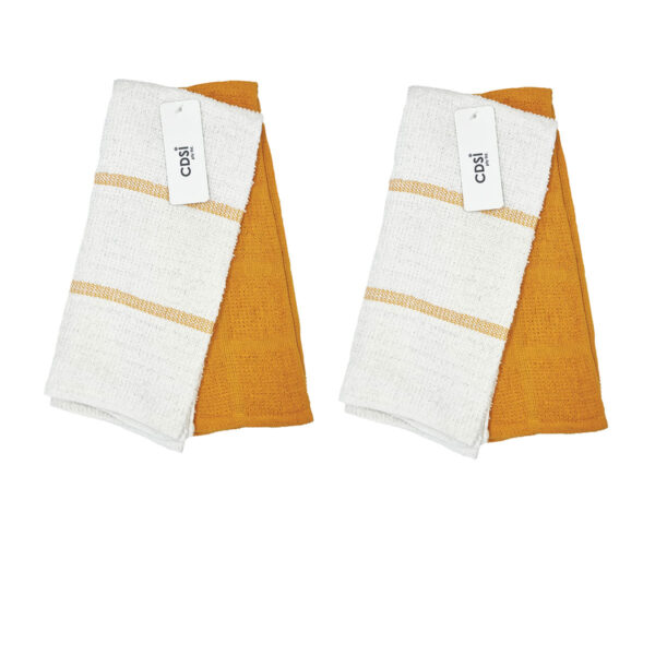 HomeDiscount-Set of 4 Rosa Cotton Rich Terry Tea Towels 42 x 62cm Mustard