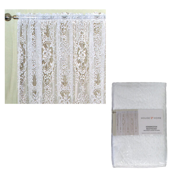 HomeDiscount-Yours to Love One Kensington White Lace Rod Pocket Curtain 300 x 213 cm