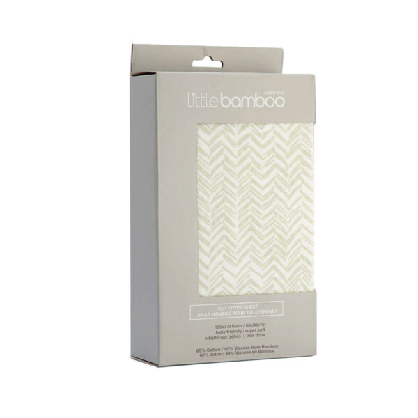 HomeDiscount-Little Bamboo Jersey Fitted Sheet Cot Size Herringbone Whisper