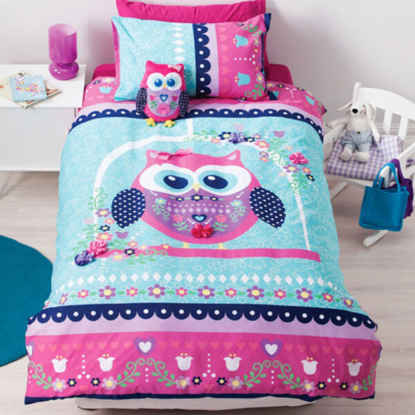 HomeDiscount-Cubby House Reversible Pretty Owl Quilt Cover Set Single