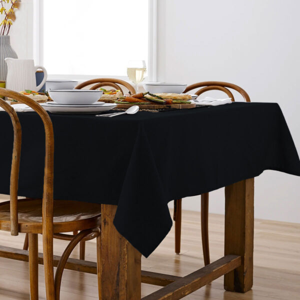 HomeDiscount-Ladelle Base Black Linen Look 100% Cotton Tablecloth 150 x 225 cm