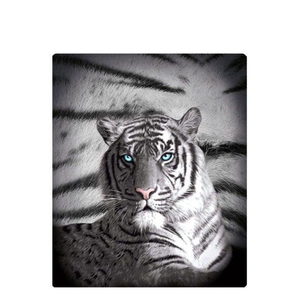 HomeDiscount-Just Home Blue Eyes Stripes Tiger Polar Fleece Throw Rug