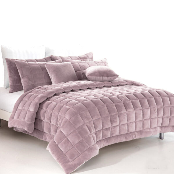 HomeDiscount-Alastairs Augusta Faux Mink Quilt / Comforter Set Blush Double