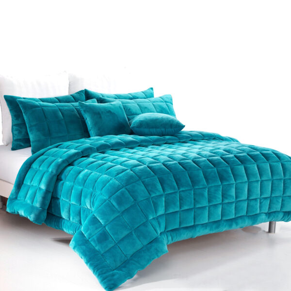 HomeDiscount-Alastairs Augusta Faux Mink Quilt / Comforter Set Emerald Green King