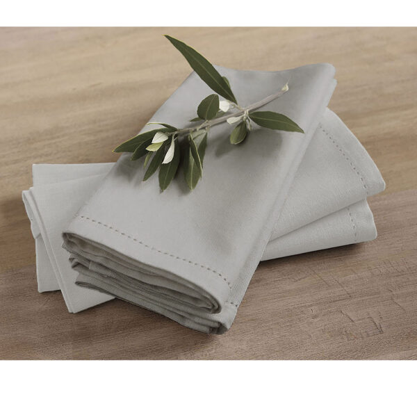 HomeDiscount-Rans Set of 4 Cotton Hemstitch Napkins - Grey