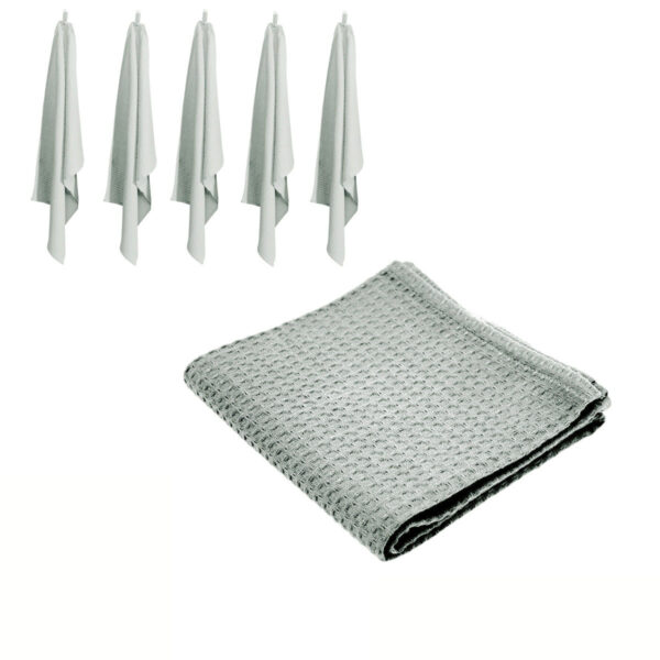 HomeDiscount-Rans Set of 6 Cotton Waffle Tea Towels 50x70 cm - Silver/Grey