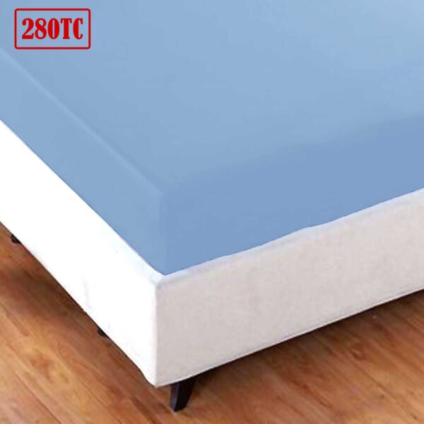 HomeDiscount-Jason Crisp Polyester Cotton Fitted Sheet Spring Blue - King