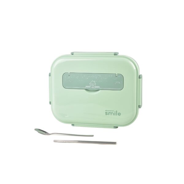 HomeDiscount-Kylin 304 Stainless Steel 5 Divided Smile Small Lunch Box With Soup Pot - Green