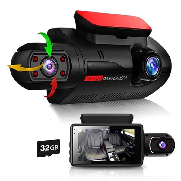 HomeDiscount-HD 1080P Car Dash Cam Front and Inside Dual Camera Comes With 32GB Card