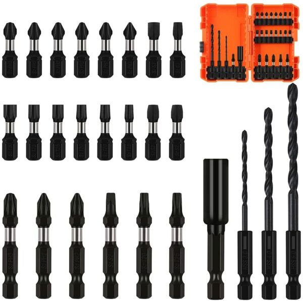 HomeDiscount-26Pc Impact Screwdriver Bit Set Magnetic Drill Bit Holder Quick Release Drilling