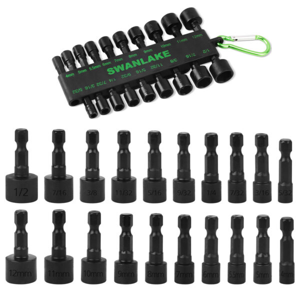 HomeDiscount-Swanlake 20Pcs Garden Tools Power Nut Driver Set Impact Drill SAE and Metric(wil