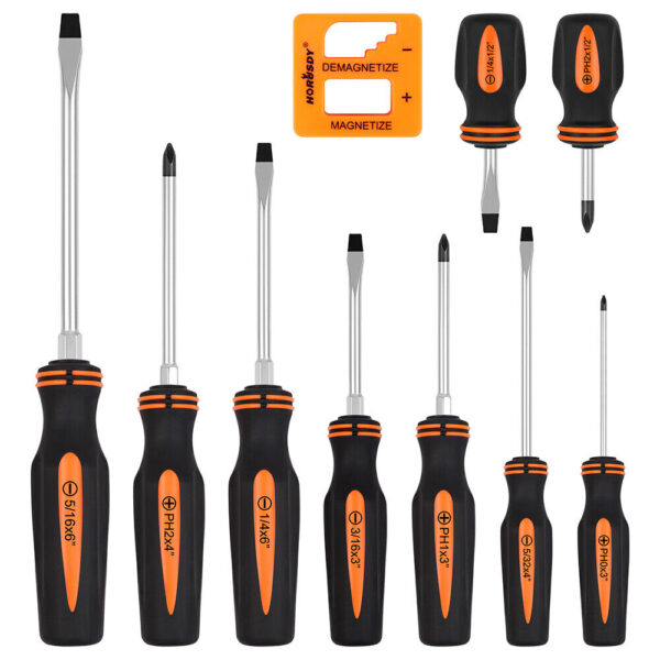 HomeDiscount-HORUSDY 10Pcs Magnetic Screwdriver Set Phillips Slotted Holder Magnetizer Au