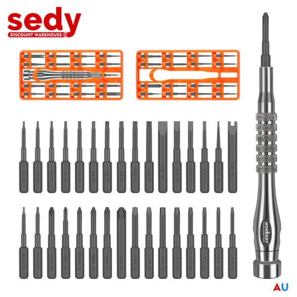 HomeDiscount-33 PC PRECISION SCREWDRIVER SET BITS PHILIP FLAT SLOTTED TORX HEX ELECTRONIC FIX