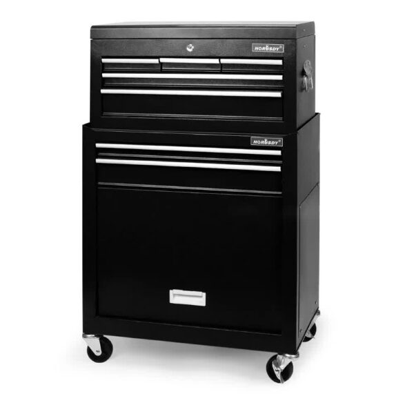 HomeDiscount-Black Tool Box 7 Drawer Chest Cabinet Trolley Toolbox Garage Storage Lockable Br