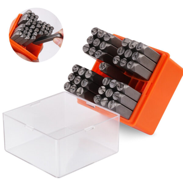 HomeDiscount-37Pcs 6mm Number & Capital Letter Stamp Set Punches Metal Plastic Wood Leather