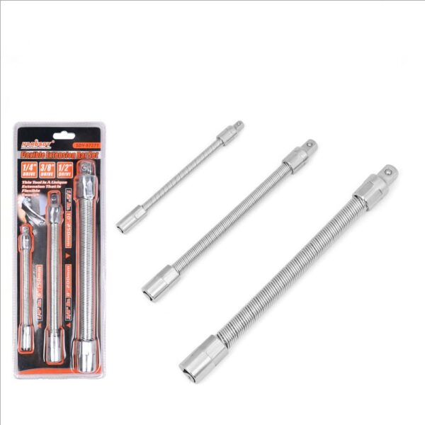 HomeDiscount-3PC Flexible Socket Extension Bars Shaft Set 1/2" 1/4" 3/8" Drive 10" 8" 6" Long