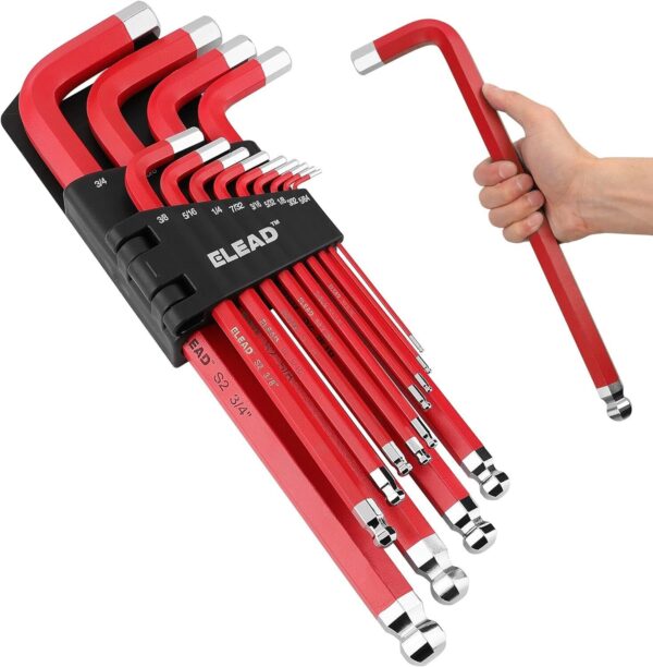 HomeDiscount-ELEAD 13Pc Extra Large Hex Key Set Long Allen Key Wrench Ball End SAE 5/64"-3/4