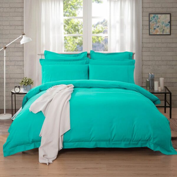 HomeDiscount-1000TC Tailored Double Size Teal Duvet Quilt Cover Set