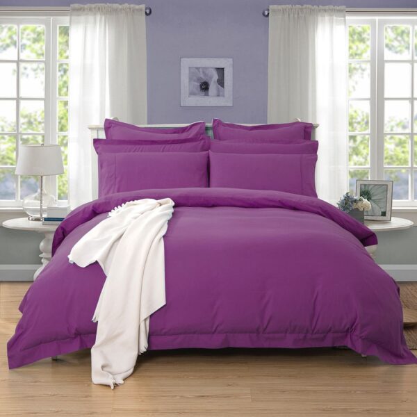 HomeDiscount-1000TC Tailored King Size Purple Duvet Quilt Cover Set