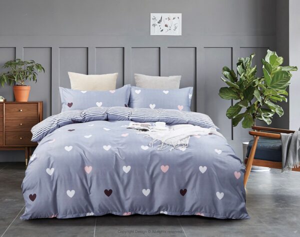 HomeDiscount-Love Heart Super King Size Quilt/Duvet Cover Set