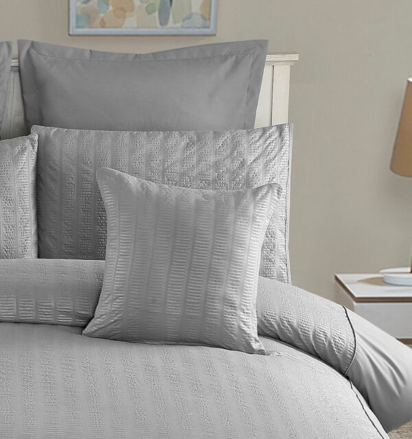 HomeDiscount-1000TC Premium Ultra Soft Seersucker Cushion Covers - 2 Pack - Grey