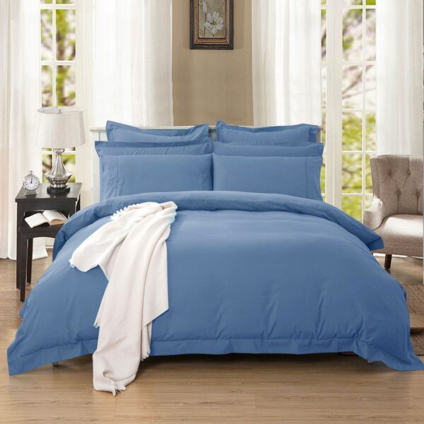 HomeDiscount-1000TC Tailored Queen Size Quilt/Duvet Cover Set - Greyish Blue