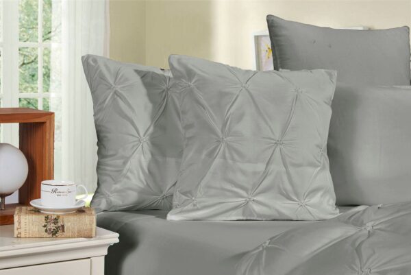 HomeDiscount-Diamond Pintuck Premium Ultra Soft Cushion Covers 2-Pack - Grey