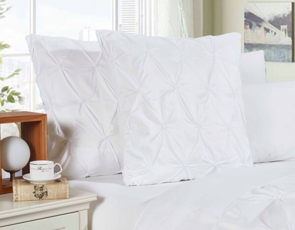 HomeDiscount-Diamond Pintuck Premium Ultra Soft European Pillowcases 2-Pack - White