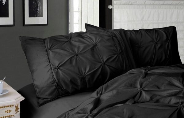 HomeDiscount-Diamond Pintuck Premium Ultra Soft Queen size Pillowcases 2-Pack -Black