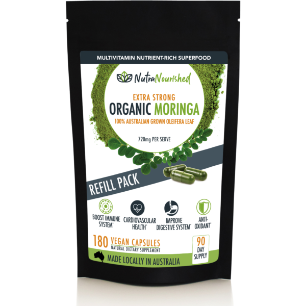 HomeDiscount-REFILL BAG - Organic Moringa Leaf Capsules - 180 Vegan Capsules