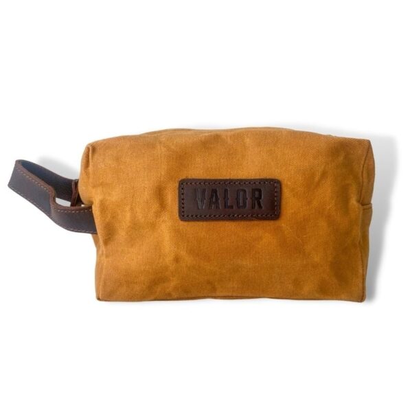 HomeDiscount-Waxed Canvas Toiletry Bag - Mustard