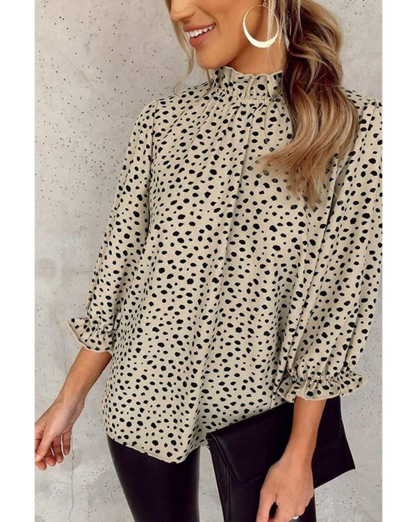 HomeDiscount-Azura Exchange Frilled Neck Cheetah Blouse - L