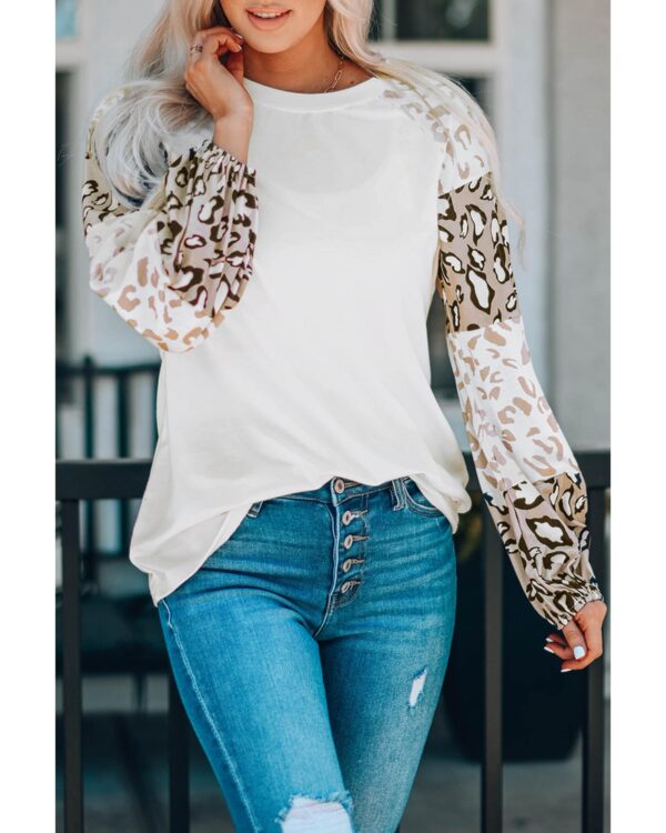 HomeDiscount-Azura Exchange Leopard Print Bubble Sleeve Top - S