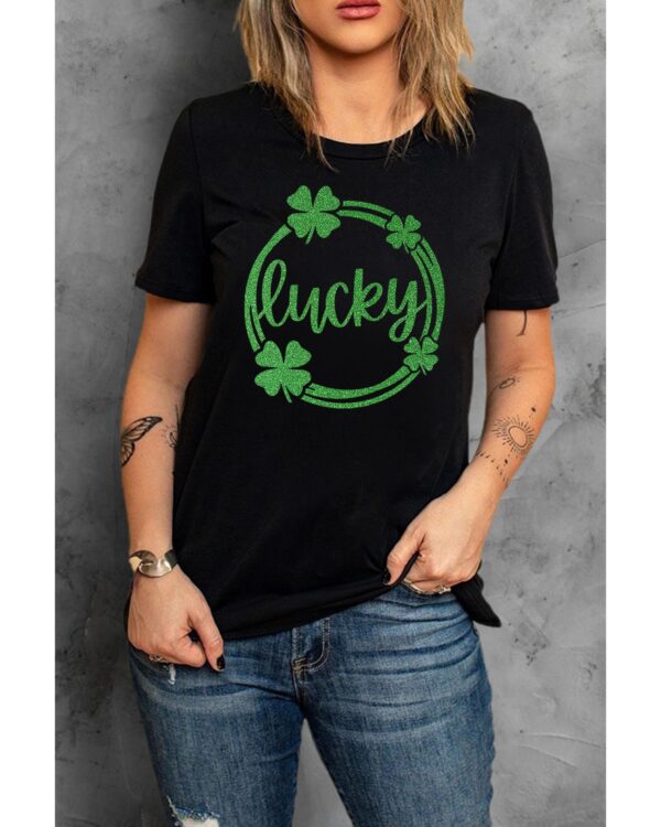 HomeDiscount-Azura Exchange Sequin  Clover Print T-shirt - 2XL