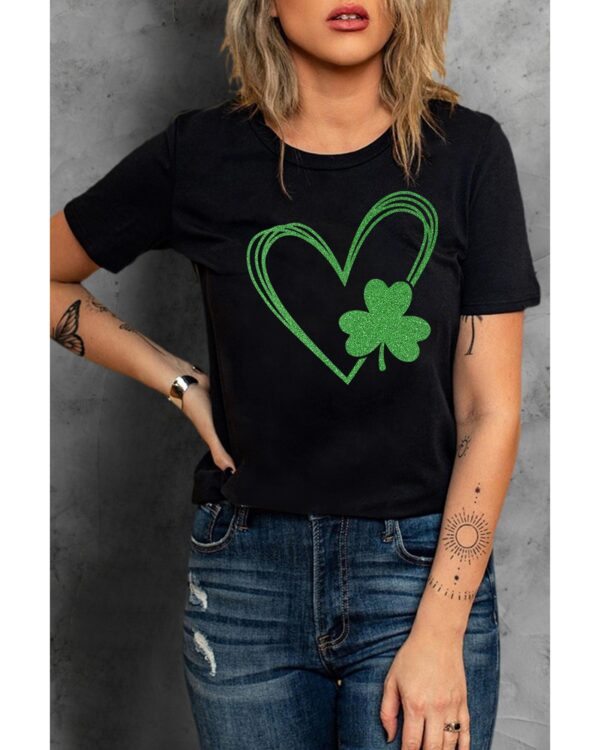 HomeDiscount-Azura Exchange Heart Print Short Sleeve Tee - 2XL