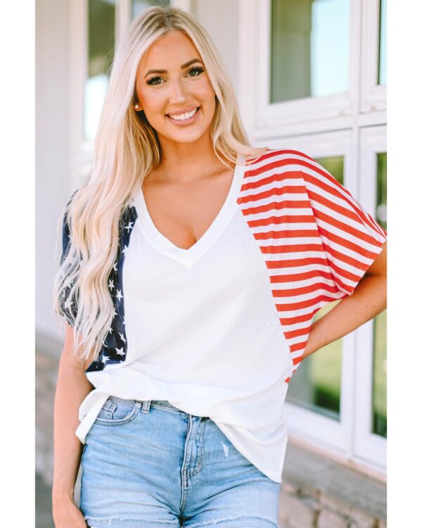 HomeDiscount-Azura Exchange Stars and Stripes V Neck Tee - M