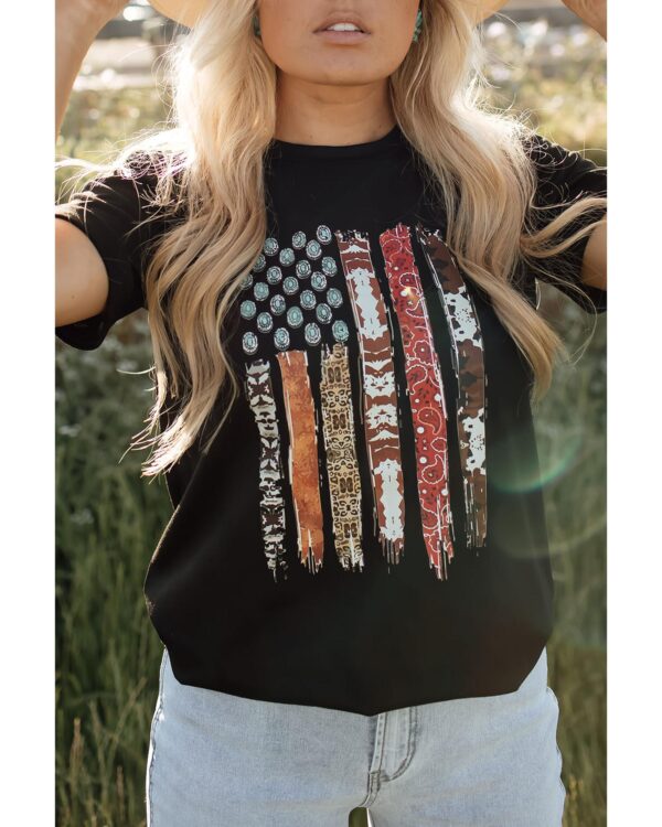 HomeDiscount-Azura Exchange American Flag Print Short Sleeve Graphic Tee - XL