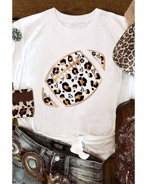 HomeDiscount-Azura Exchange Leopard Heart Shape Rugby Print T-Shirt - L