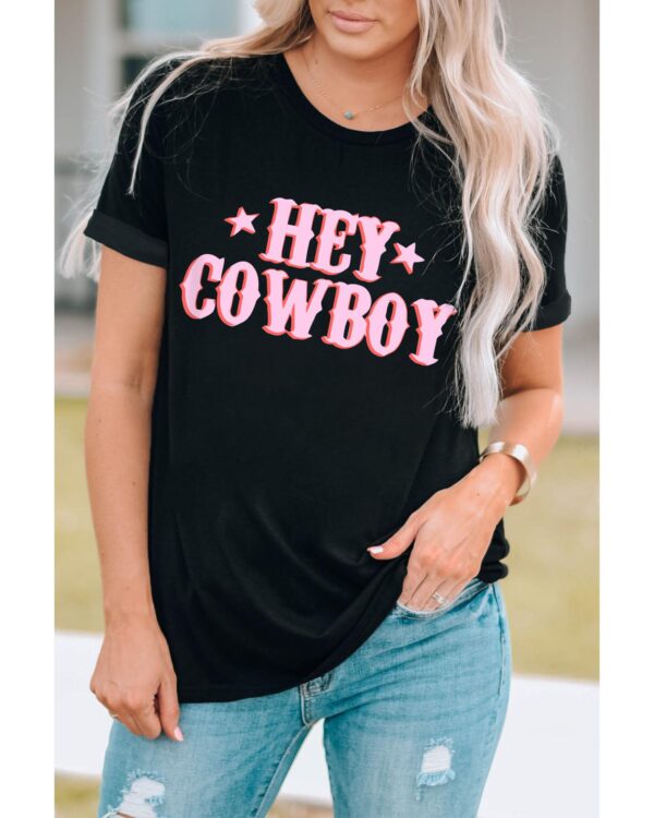 HomeDiscount-Azura Exchange Cowboy Letters Crew Neck T-shirt - 2XL