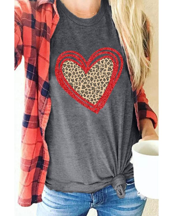 HomeDiscount-Azura Exchange Leopard Heart Graphic T-shirt - 2XL