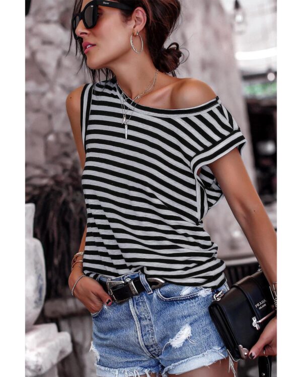 HomeDiscount-Azura Exchange Butterfly Sleeve Striped T-Shirt - XL