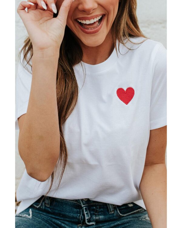 HomeDiscount-Azura Exchange Embroidered Heart Pattern T-Shirt - 2XL