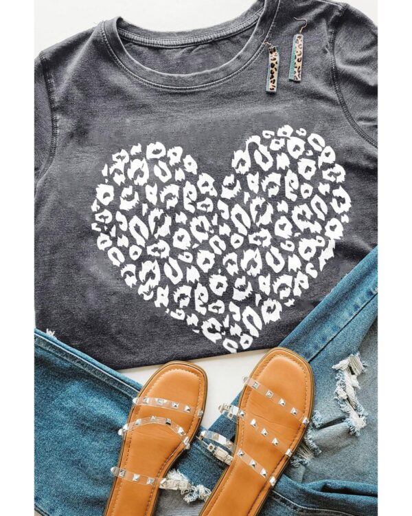 HomeDiscount-Azura Exchange Leopard Kiss Print Valentines Heart Graphic Tee - 2XL