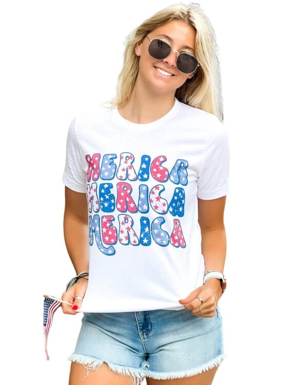 HomeDiscount-Azura Exchange Graphic Tee with MERICA Flag Element - M